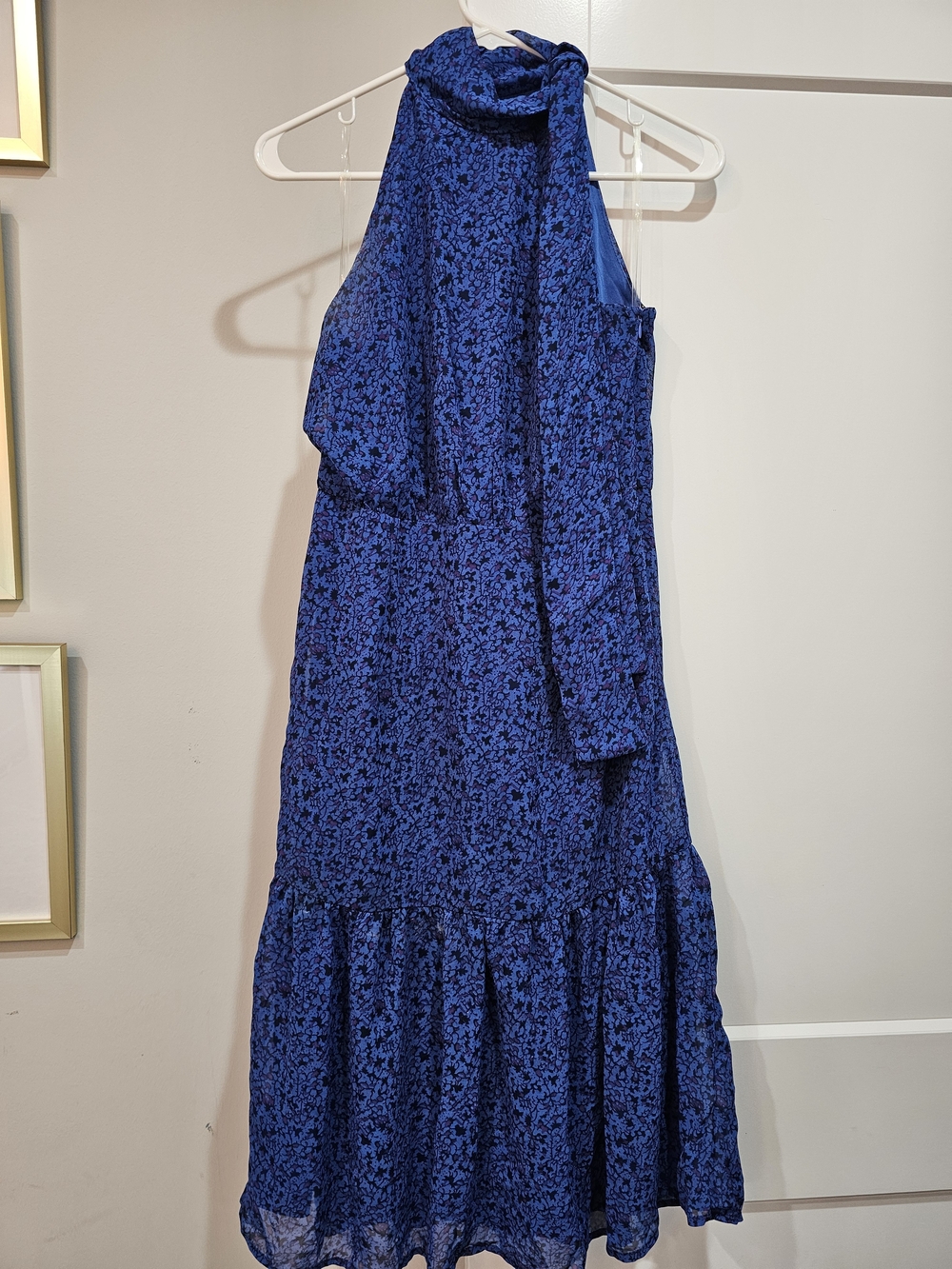 TCEC One-Shoulder Royal Blue Ruffle-Hem Dress